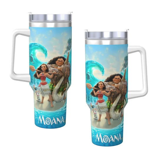 Stainless Steel Tumbler Movie Moana Maui Friendship Car Mugs With Straws Driving Cold and Hot Bottle Insulated 40oz Thermal Mug BeautiMass