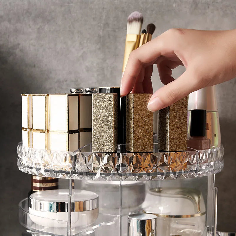 360 degree rotating transparent cosmetic storage box - BeautiMass