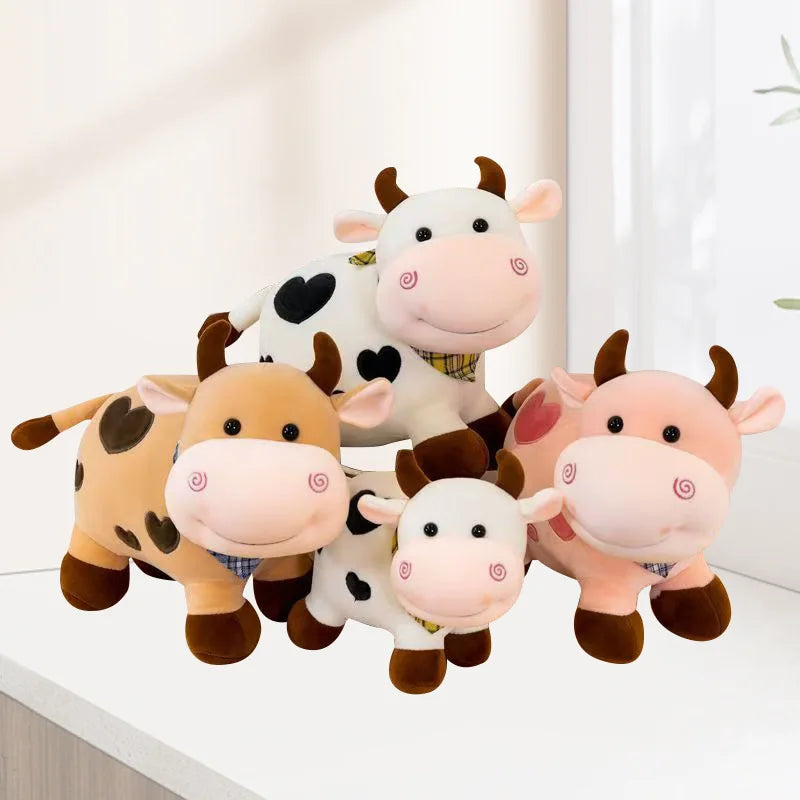 25cm Cartoon Kawaii Cow Plush Doll Toy Soft Bull Plush Animal Toy Pillow - BeautiMass