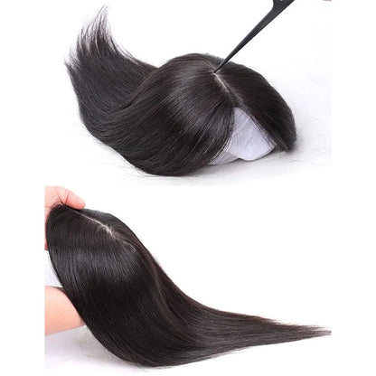 Straight Hair Clip In Human Hair Extension Silk Top Base Topper For Women Toupee Hairpiece Wig 12x13cm Natural Color Top Wig BeautiMass