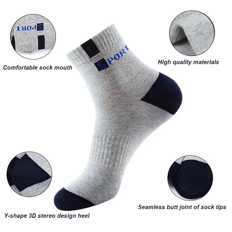 5 Pair Bamboo Fiber Autumn Winter Men Breathable Cotton Sports Socks - BeautiMass