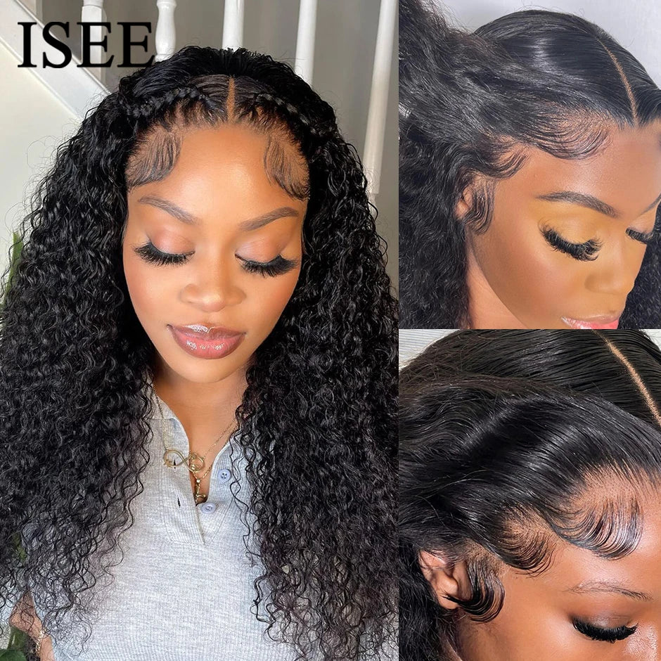 ISEE Hair Mongolian Water Wave Pre Bleached Knots 13x4 Lace Front Human Hair Wigs 4x4 Lace - BeautiMass