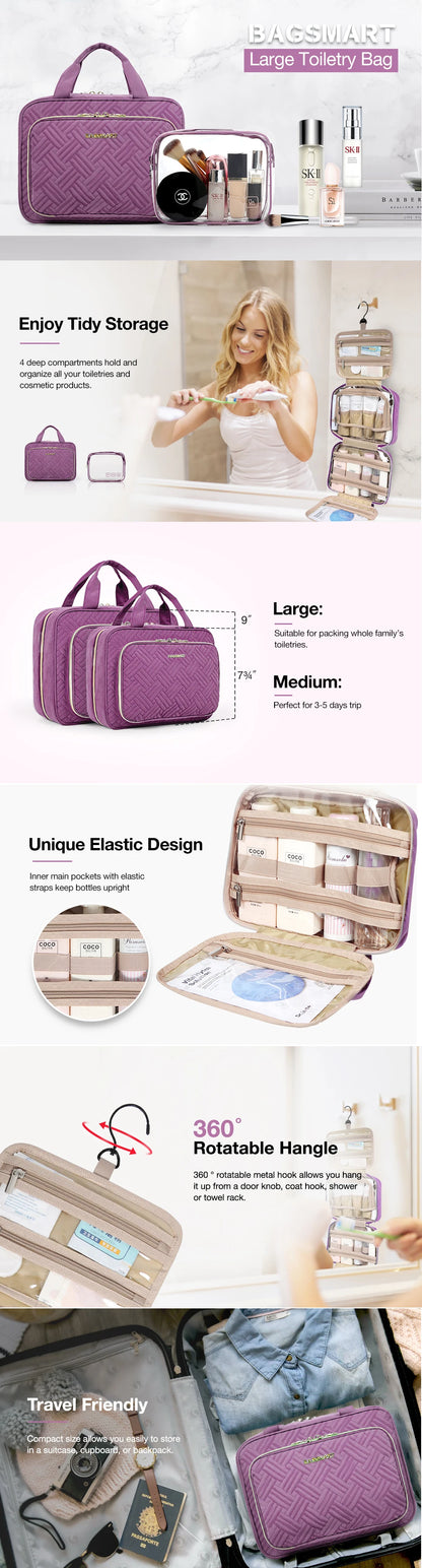 2pcs Multifunction Large Capacity Portable Cosmetic Makeup Bag - BeautiMass