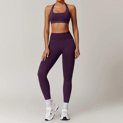 Women Seamless Yoga Set 2PCS Workout Set Sportswear Gym Clothing Fitness Long Sleeve Jacket High Waist Leggings Sports Suits - BeautiMass