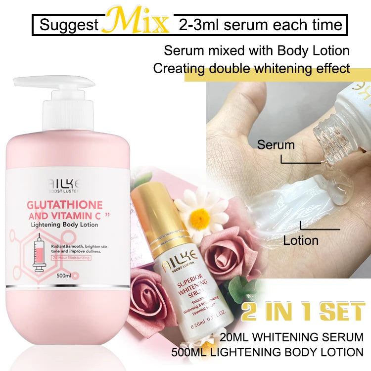 AILKE Brightening Skin Care Set, With Vitamin C, Glutathione, Deep Moisturizing - BeautiMass