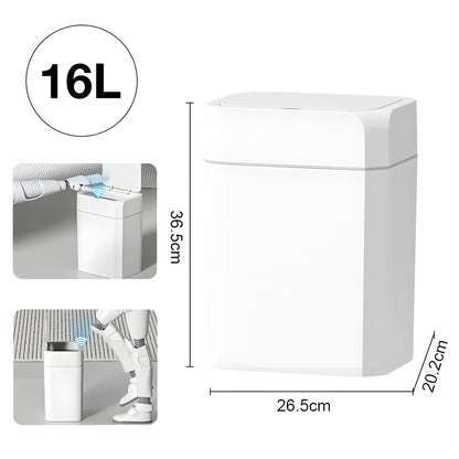 12L+16L Smart Sensor Anti odor Automatic Trash Bin For Toilet White Electric Wastebasket - BeautiMass