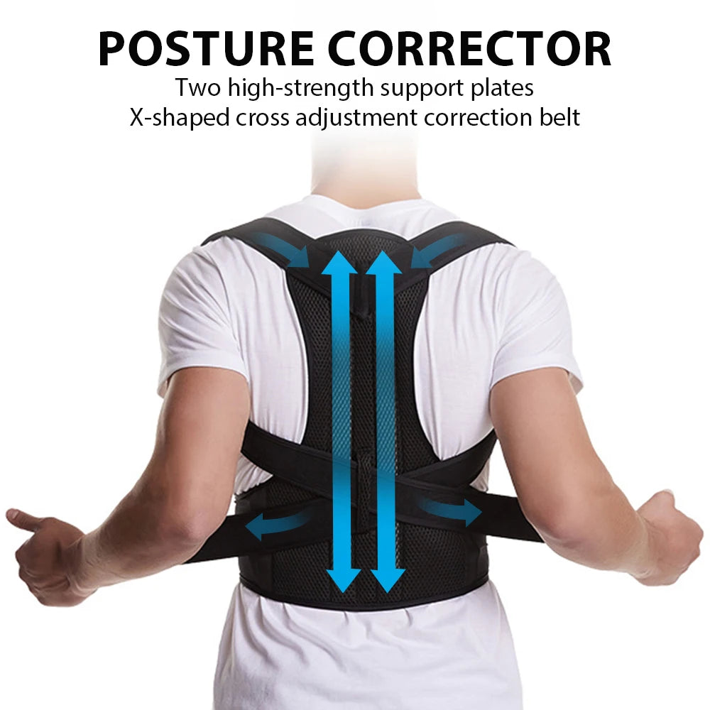 Back Brace Posture Corrector Adjustable Back And Shoulder Posture Lumbar Support for Improve Scoliosis - BeautiMass