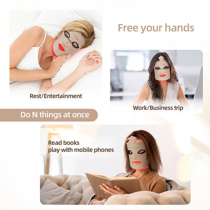 7 Colors Photon Silicone Face LED 3D Facial Beauty Mask Red Light Therapy Skin Care Repair - BeautiMass