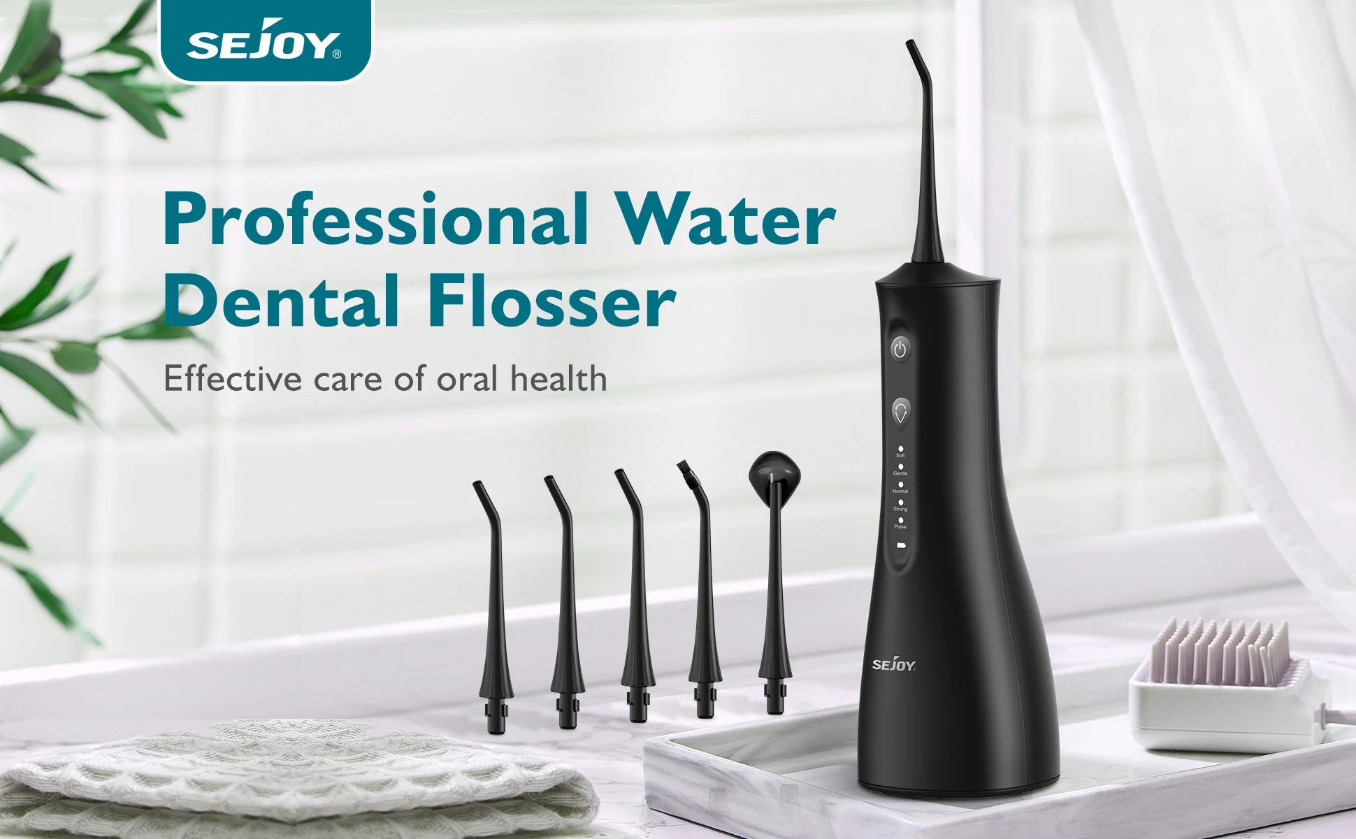 Sejoy Sonicare Cordless Water Dental Flosser for Teeth Cleaning Denture Brushes Portable Oral Irrigator for Home Travel BeautiMass