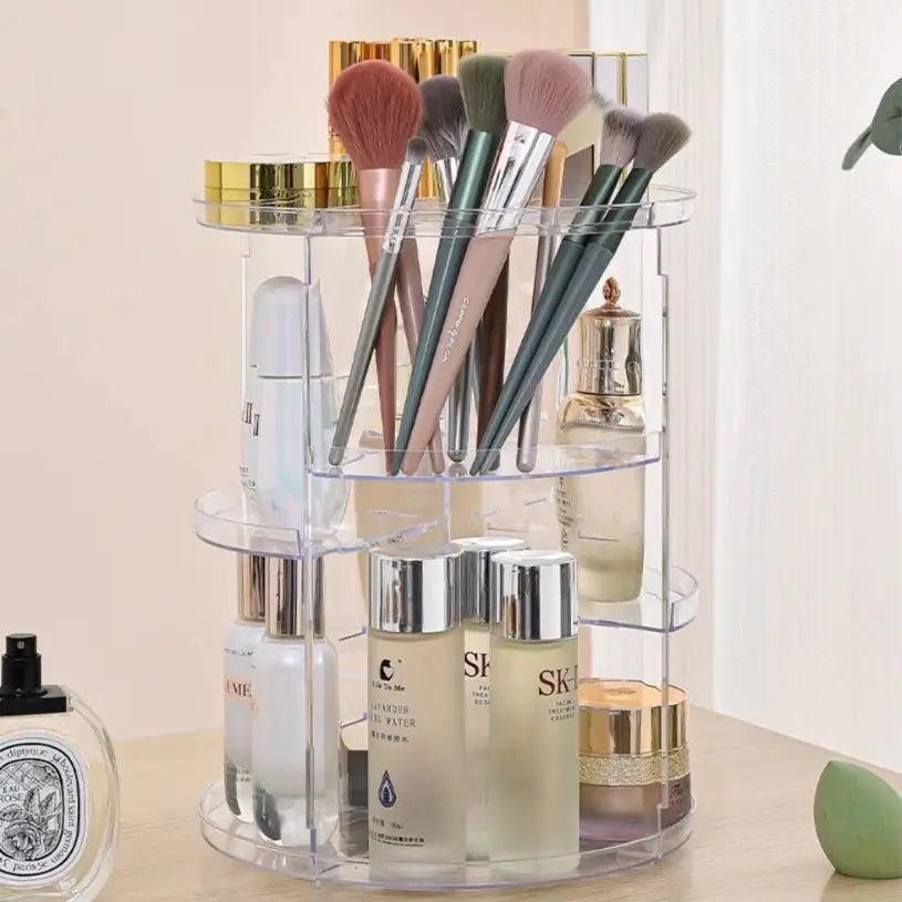 360 degree rotating transparent cosmetic storage box - BeautiMass