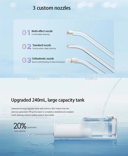 Xiaomi Mijia Oral Irrigator F300 MEO703 Waterpulse Dental Irrigator Portable Oral Flusher IPX7 240ML Water Tank Tooth Cleaner BeautiMass