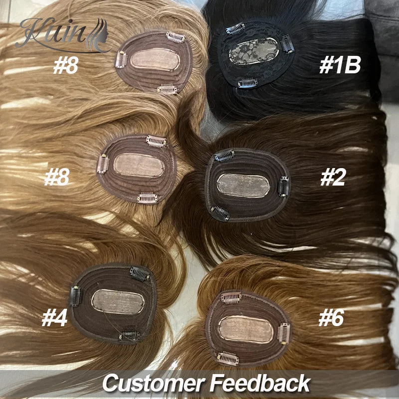 Straight Hair Clip In Human Hair Extension Silk Top Base Topper For Women Toupee Hairpiece Wig 12x13cm Natural Color Top Wig BeautiMass