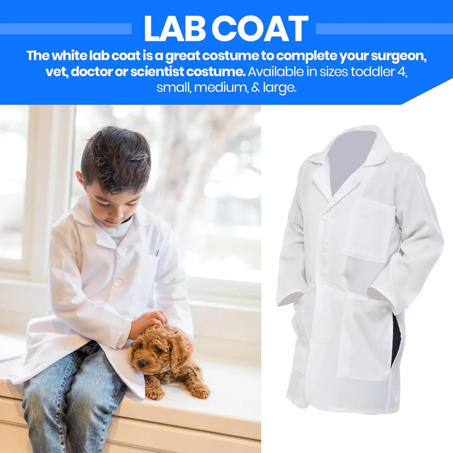 1-12PCS Unisex Child School Lab Coat Scrubs White Doctor Scientist Costume - BeautiMass