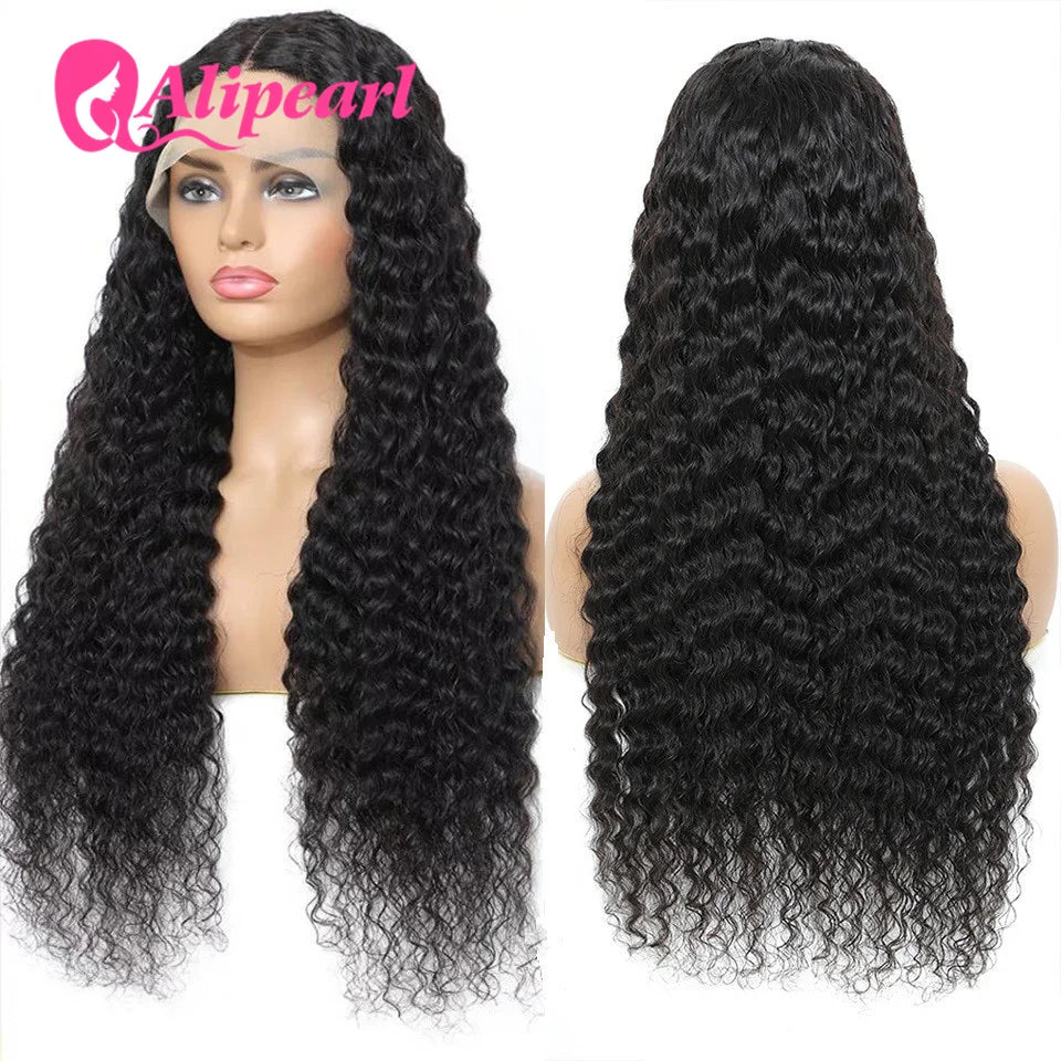 AliPearl Hair Deep Wave Transparent Lace Front Human Hair Peruvian 13x4 Lace Wigs - BeautiMass