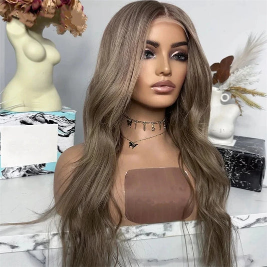 Ombre Brown Wig Long Straight Synthetic Lace Front Wig Glueless Brunette Hair Chocolate Brown Lace Wigs for Women Party Cosplay BeautiMass