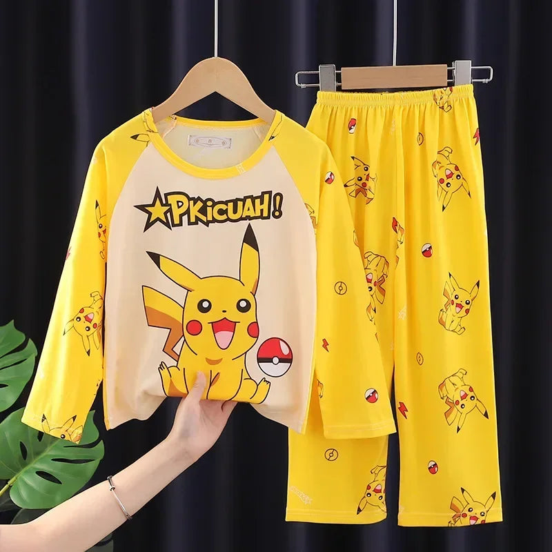 2pcs/set Pokemon Pikachu Cartoon Fashion Child Pajamas Sets Soft Holiday Gifts - BeautiMass