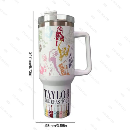 40oz Stainless Steel Singer Printed Tumbler With Lid And Straw Kettle With Handle - BeautiMass