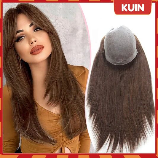 VLoop Straight Toupee Full PU Base European Hair Topper For Women Remy Hairpiece Invisible Durable Replacement System Female Wig BeautiMass