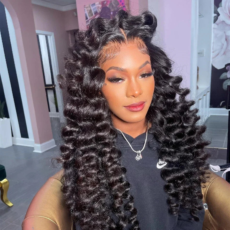 40 Inch Loose Deep Wave 13x6 HD Lace Frontal Human Hair Wig Brazilian Curly 13x4 - BeautiMass