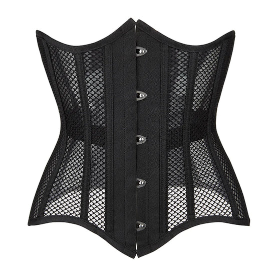 16 Steel Bones Underbust Corset Breathable Hollow Out Mesh Waist Trainer Belt Cincher BeautiMass