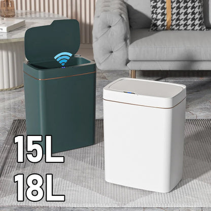 15/18L Smart Sensor Waterproof Intelligent Touchless Quiet Auto Motion Sensor Trash Can - BeautiMass