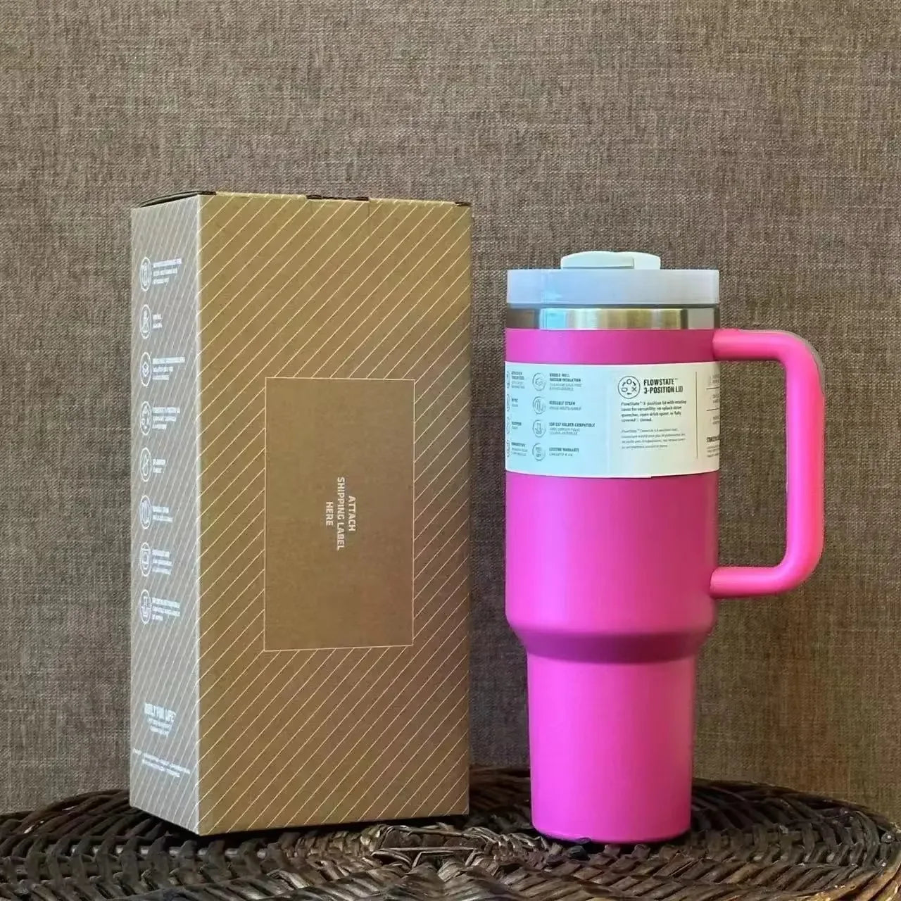 30oz 40oz Vacuum Insulated Car Mug For Stanley Double Wall Thermal Iced Travel Cup and Tumbler Straw Lid Stainless Steel - BeautiMass