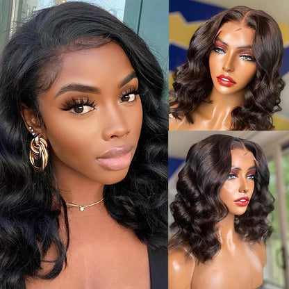 180 Density Short Bob Wigs Body Wave 13x4 Lace Front Wigs Brazilian Lace Frontal Synthetic Hair Wigs For Women Party Cosplay BeautiMass