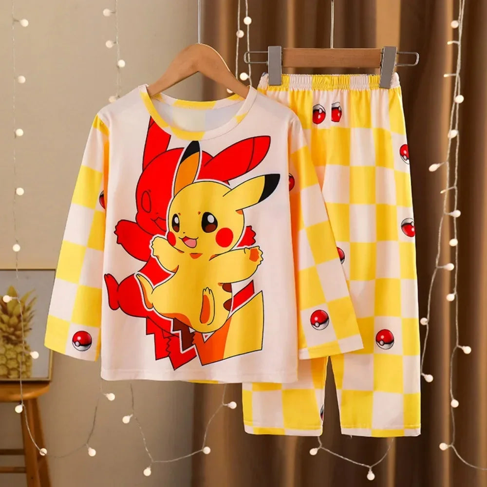 2pcs/set Pokemon Pikachu Cartoon Fashion Child Pajamas Sets Soft Holiday Gifts - BeautiMass