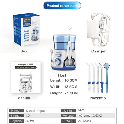 Electric Oral Irrigator Dental Water Jet Flosser Teeth Clean 5pcs Tips Oral Hygiene Dental Flosser Oral Care 800ml Water pick BeautiMass