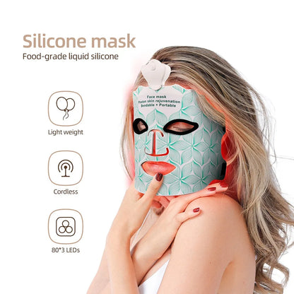 7 Colors Photon Silicone Face LED 3D Facial Beauty Mask Red Light Therapy Skin Care Repair - BeautiMass