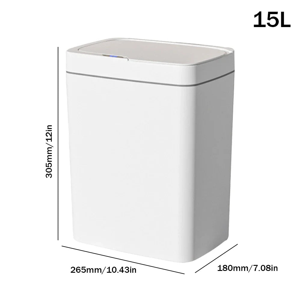 15/18L Smart Sensor Waterproof Intelligent Touchless Quiet Auto Motion Sensor Trash Can - BeautiMass