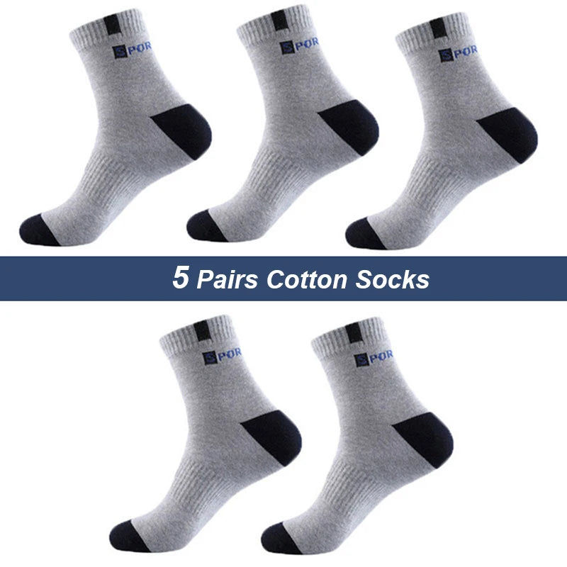 5 Pair Bamboo Fiber Autumn Winter Men Breathable Cotton Sports Socks - BeautiMass