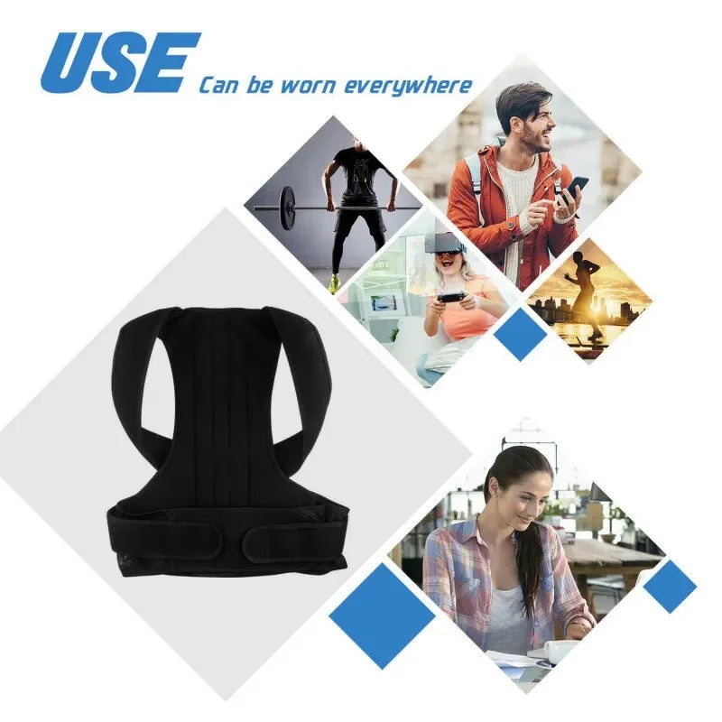 Adjustable Back Posture Corrector With Breathable Shoulder And Waist Support Straps - BeautiMass