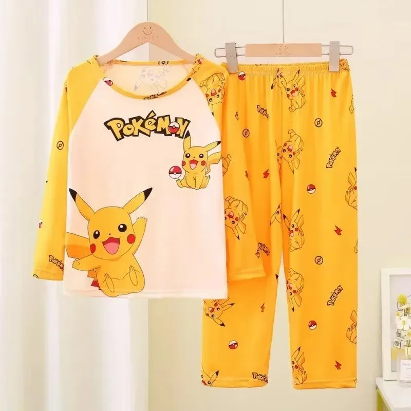 2pcs/set Pokemon Pikachu Cartoon Fashion Child Pajamas Sets Soft Holiday Gifts - BeautiMass