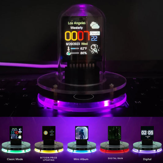 Bitcoin Price Tracker. Nixie Tube Alarm Clock with Colorful RGB Lights and WIFI Weather Station - BeautiMass