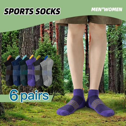 6 Pairs Sweat Absorbing Ankle Hiking Running Socks Compression Support For Men And Women - BeautiMass