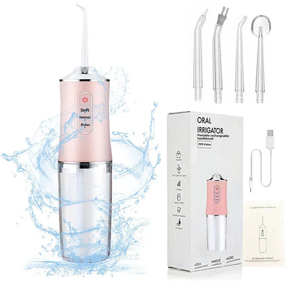 Powerful Battery Portable Electric Individual 230 Ml 3 Modes Toothbrush Combo Teeth Cleaning Oral Irrigator Water Dental Flosser BeautiMass