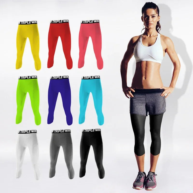 Women Capri Running Tights Pants Female Basketball Football Soccer Fitness Exercise Leggings - BeautiMass