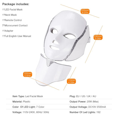 Air Bag-7 Colors Light LED Skin Care Facial Beauty Mask With Neck Skin Rejuvenation - BeautiMass