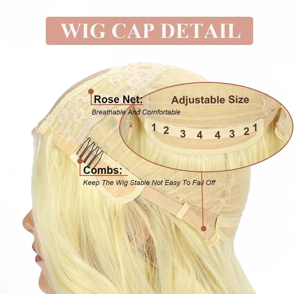 Blonde Human Hair Lace Frontal Glue-less Body Wave Lace Frontal Curly Wig - BeautiMass