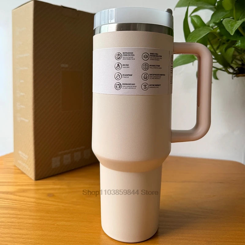 40Oz Stainless Steel Vacuum Insulated Tumbler With Lid And Straw Leakproof Flip Coffee Mugs - BeautiMass