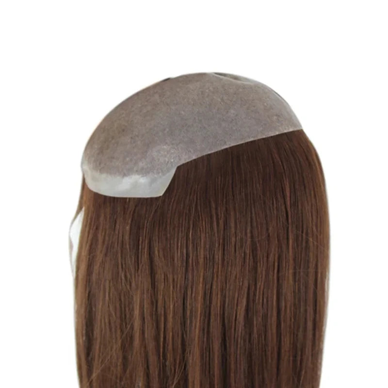 VLoop Straight Toupee Full PU Base European Hair Topper For Women Remy Hairpiece Invisible Durable Replacement System Female Wig BeautiMass