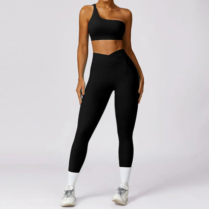 Women Yoga Gym Set 2 Pieces Tracksuits Workout Sports Clothing Fitness Long Sleeve Crop Top High Waist Leggings Sports Suits - BeautiMass