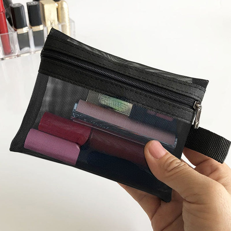 Transparent Mesh Zipper Cosmetic Women Organizer Bag - BeautiMass