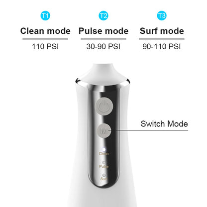 Oral Irrigator USB Rechargeable Water Flosser Portable Dental Water Jet 310ML Water Tank IPX7 Waterproof Teeth Cleaner Travel BeautiMass