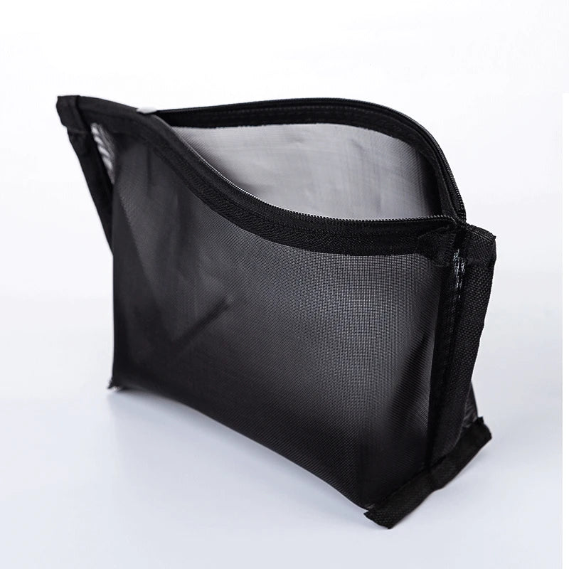 Transparent Mesh Zipper Cosmetic Women Organizer Bag - BeautiMass