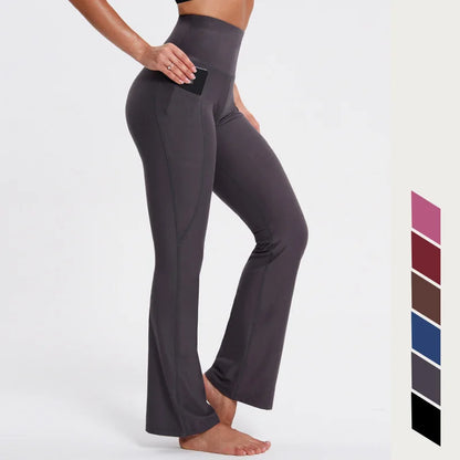 Women Running Pants Bell-bottom Yoga Workout Fitness Sports Gym Hiking Clothes - BeautiMass