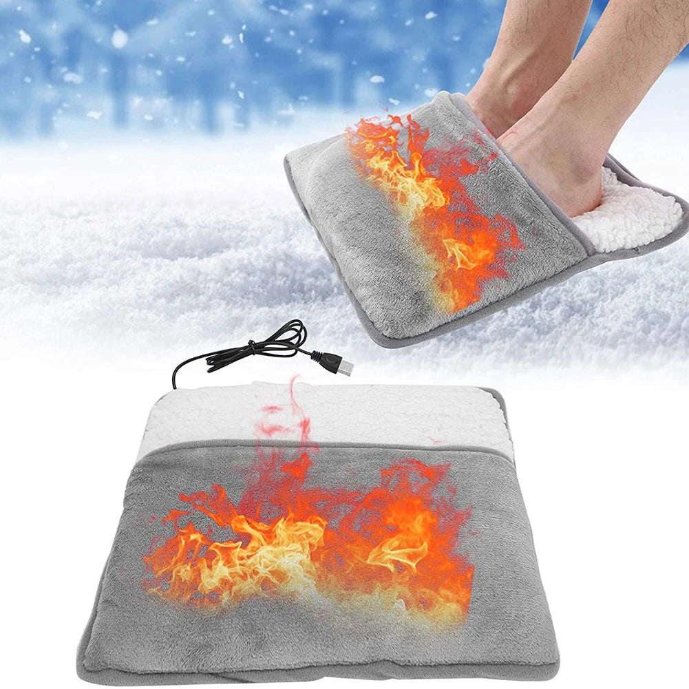 Winter Universal Electric Foot Heating Pad USB Charging Washable Household Foot Warmer Heater Soft Plush Foot Warming Mat 29cm BeautiMass