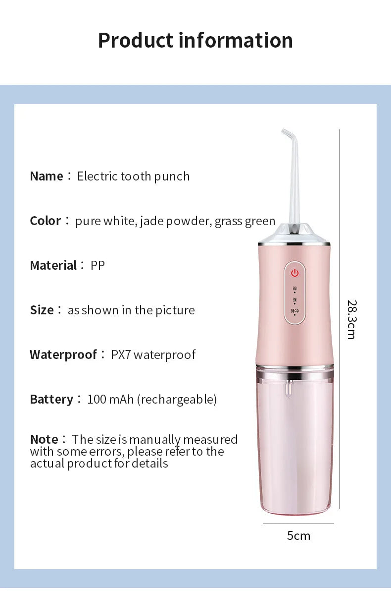 Oral Irrigator USB Rechargeable Water Flosser Portable Dental Water Jet 310ML Water Tank IPX7 Waterproof Teeth Cleaner Travel BeautiMass