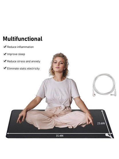 90x60cm Grounding Mat Pad Health With Earthing Cable Release Electrostatic - BeautiMass